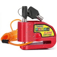 Lincky Alarma Motocicle Bloqueo Impermeable Freno Disco Candado - Rojo - Ver 6