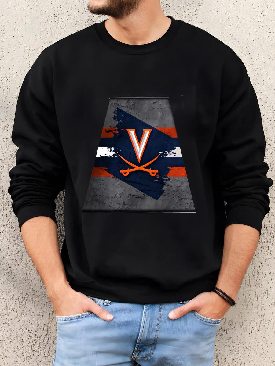 Mens Virginia Backlit Pendant Box Light | Metal Framed Billiard Light | Uva Cavaliers Pool Table Box Pendant Light Sweatshirt - màu đen - Xem 1
