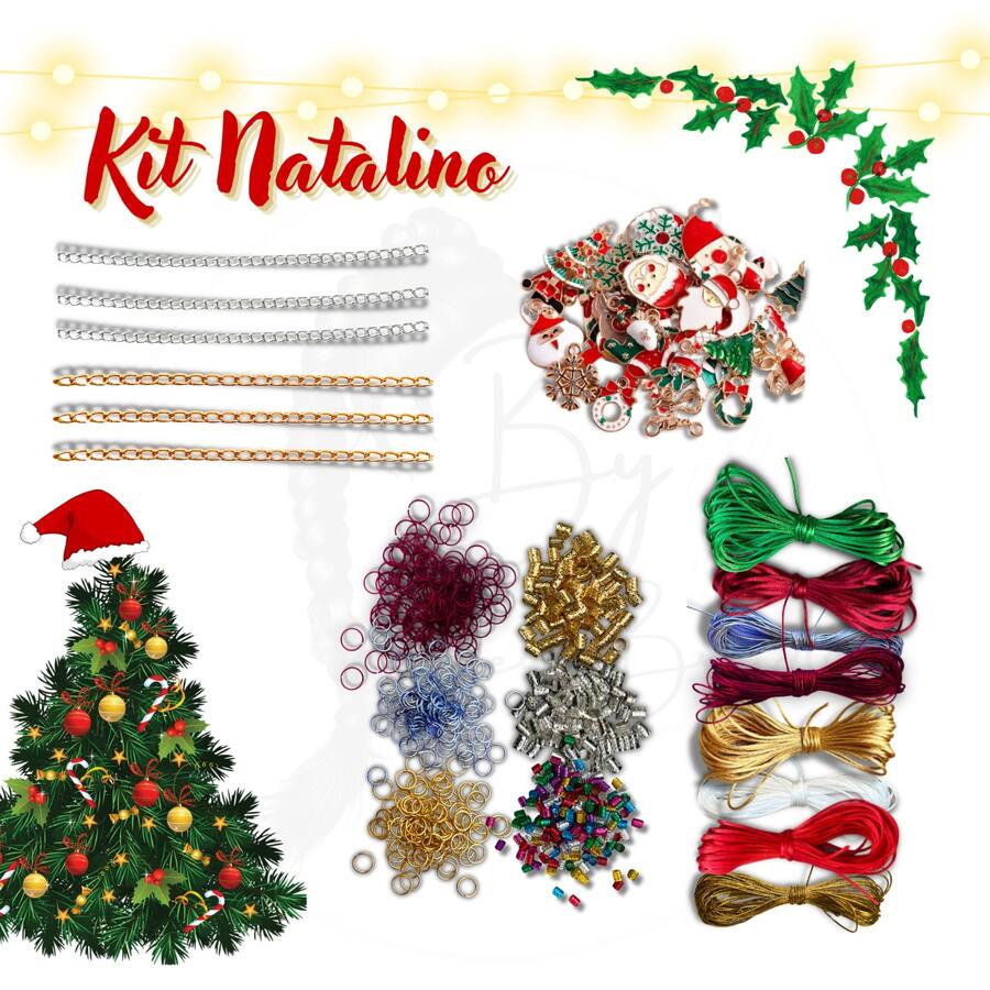 Christmas Braiding Kit - Kit 4, Christmas Pendants, Pendant For Braids, Accessories For Braids, Braiding Kit - Đỏ và trắng - Xem 1