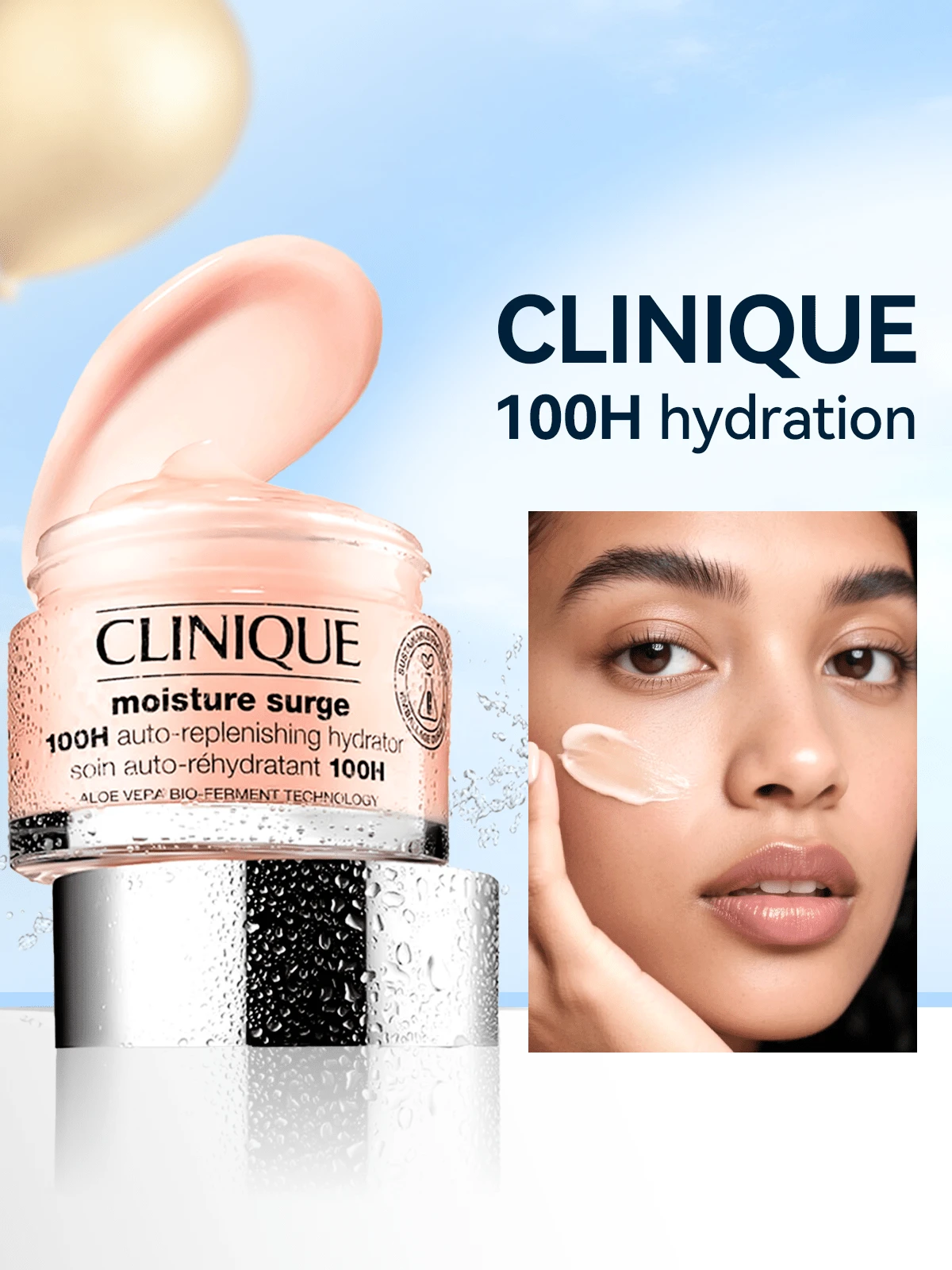 Clinique Moisture Surge 100H 自动补水保湿霜 1.7 盎司/50 毫升,1 盎司/30 毫升保湿霜超长效保湿密集保湿无油屏障修复女朋友妻子母亲朋友生日毕业派对旅行露营户外学校校园旅行节日周年纪念秋季秋季秋季造型 - 彩色 - 查看 1