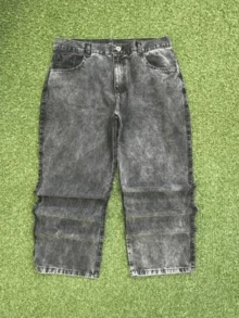 Men's Balloon Jeans, Loose Fit, Pockets, Zipper, Button - 深灰色 - 查看 7