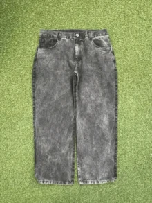 Men's Balloon Jeans, Loose Fit, Pockets, Zipper, Button - 深灰色 - 查看 2
