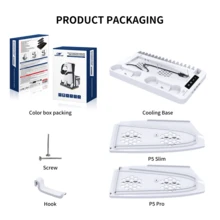 GAMINJA Disc/Digital Edition Console Cooling Stand With RGB Lights, Includes Dual Controller Charging Dock, Cooling Fan, Remote Control/Game Disc Storage, USB Hub, Headphone Hook