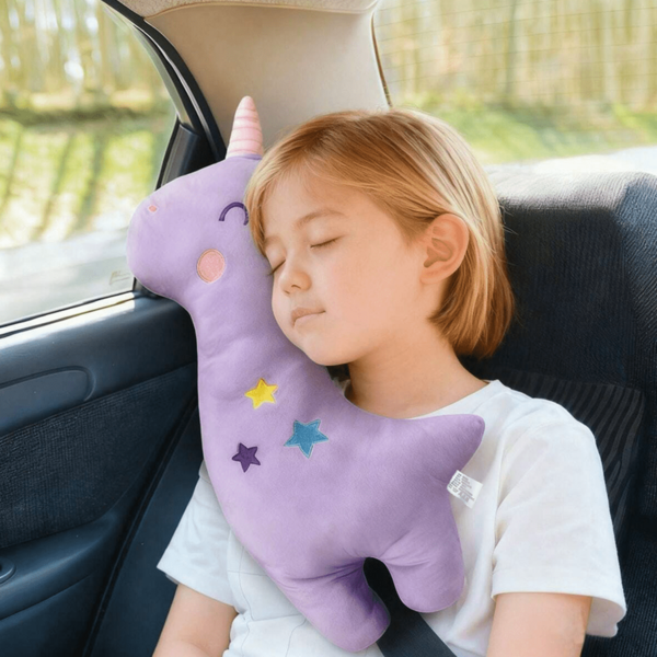 1 PIEZA Almohada de viaje con diseño - Suave en colores morado y pastel, y correa para cinturón de , cojín portátil para avión, coche, oficina - Comodidad para viajes largos, regalo ideal de cumpleaños o Navidad, tela lavable a mano, compacta y ligera, adecuada para viajes de niños, asiento de coche y uso en la cama, diseño adorable en forma de, almohada para tiempo de barriga, cojín para la cabeza