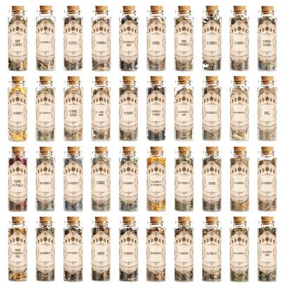 40 Bottles Witchcraft Supplies Herbs & Flowers Kit With Guide Book, Spell Parchments, Soap Making Of Herbs-Halloween And Christmas Gift-Natural Dried Herbal Wicca Altar Supplies Set For Wicca, Altar Decor, , Spellcasting And Beginners
