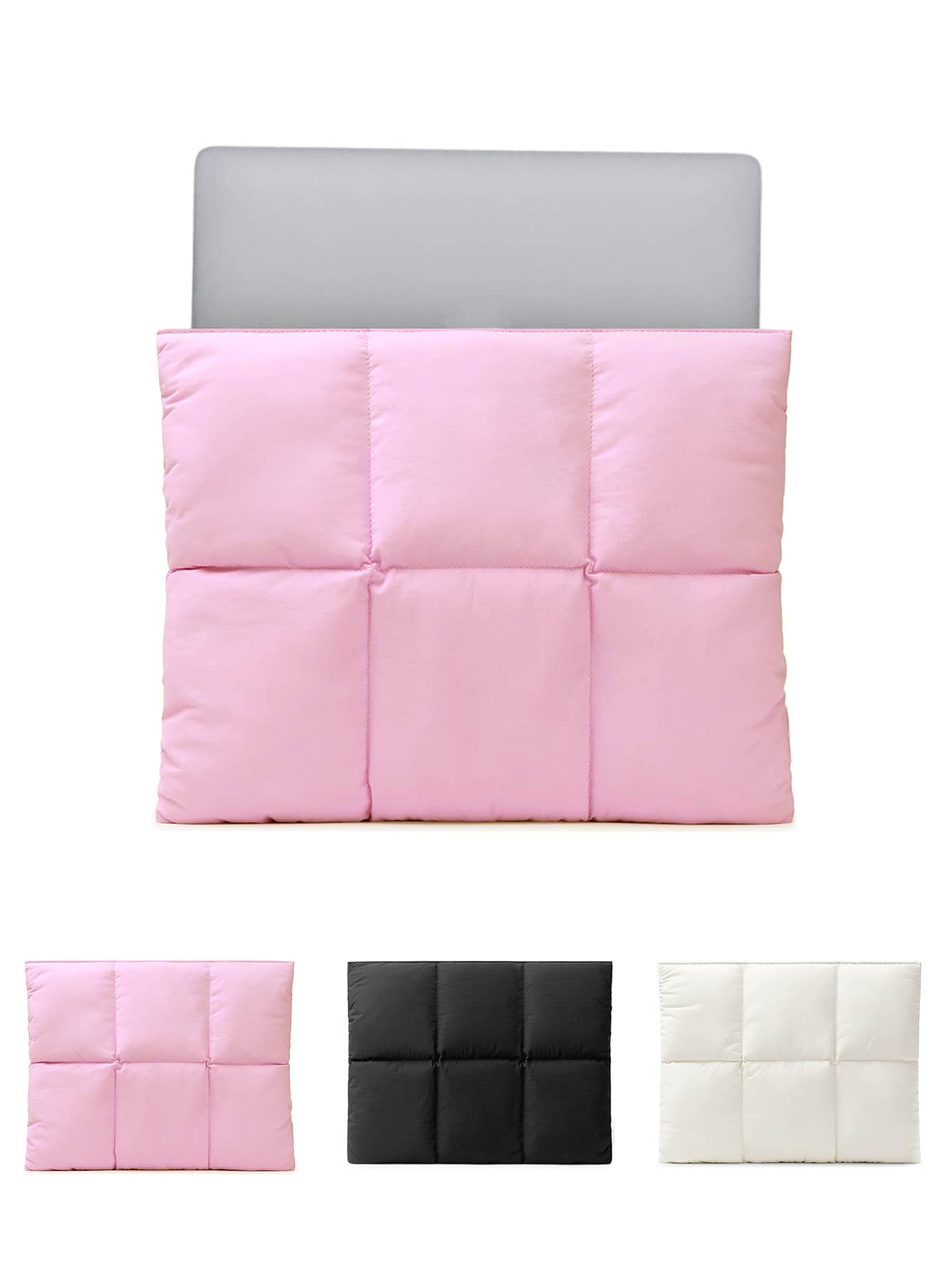Minimalist Laptop Sleeve For MacBook 13-Inch ~ 15 Inch - Premium Polyester Interior Case With Magnetic Closure Compatible With Ipad And Tablet , Multi-Color Options (Black, Pink, Beige) - Durable & Stylish For Office, Commute, Or Daily Use, Laptop Bag, Ipad Sleeve Bag,Sleek Design, Smooth Texture - 彩色 - 查看 1