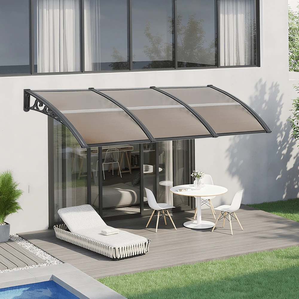 Canopy Canopy For Front Door Window Awning Canopy Front Door Awnings For Front Door Aluminum Alloy Canopy Front Door Made Of Aluminum And Polycarbonate - Brown-100x300 cm - View 1