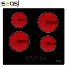 IsEasy Placa vitrocerámica 60cm ancho 3 zonas sin marco control táctil temporizador 6000W negro
