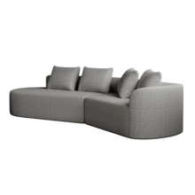 Modern Chenille Sofa, Upholstered, Oversized Corner Sofa, 4 Seater, Deep And Wide Seat, Cloud-Shaped Curved Sofa With 4 Decorative Pillows, Freely Combinable Sofa For Living Room And Bedroom - 淺灰色+雪尼爾+3座 - 查看 2