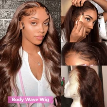 13x4/13x6 Transparent Lace Front Wig, 8-34 Inches Brown Natural Wave, Plug And Play, Pre-Plucked High Definition Lace Front Wig, 200% Density Synthetic Fiber And Protein Fiber Blend. 8-16 Inch Bob Wig With Baby Hair, Women, Pre-Cut Lace, Suitable For Chocolate Brown #4 Wavy Hair. - Brown - View 5