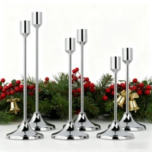 3pcs Set Elegant Metal Candle Holders, Candle Stand For Wedding Table Fireplace, Room Party, Christmas Tabletop Decor - 金屬燭台3件套裝 - 查看 17