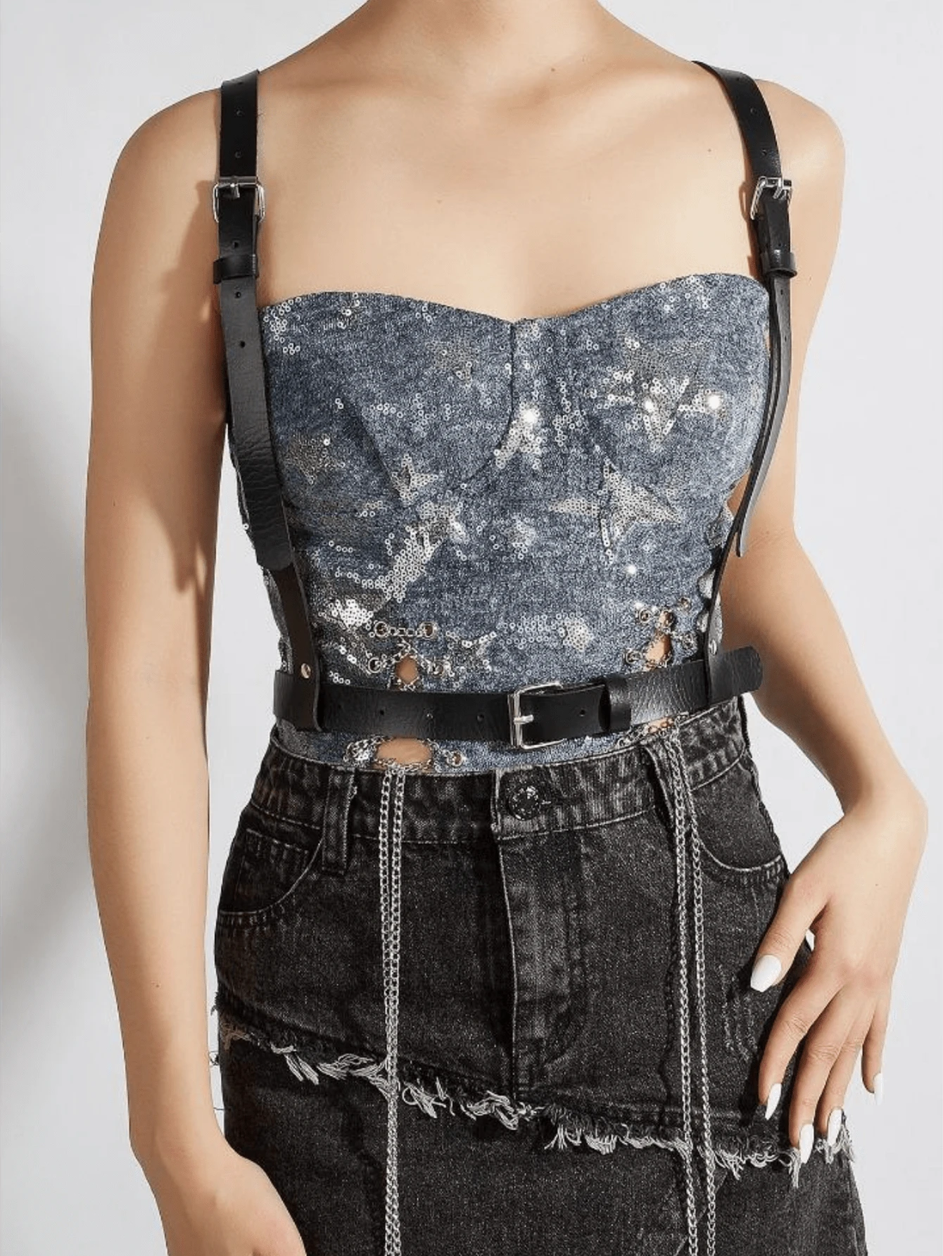 Lädersele Midjebälte Mode Modesele Bälten Justerbar Fest Cosplay Lädersele Bälte - Svart - Visa 1