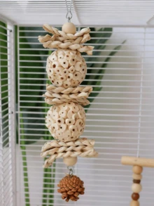 Parrot Woven Ball Chew Toy, Interesting Stress Relief Toy, Foraging Toy For Parrots - Multicolor - View 7