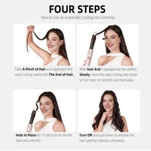 ATOPSKINS 5-In-1 Multi-Functional Styling Tool (Hot Air Brush + Auto Curler) | 5 Detachable Replacement Heads + 3 Temperature Settings | Auto Curling, Create Salon-Level Curls/Waves/Straight/Smooth Styles | Volumize Bangs, Boost Root Volume, Say Goodbye To Frizz | Customizable Styling, Create Layers/Inward Curls | Suitable For All Hair Types - EU F Type Plug(220-240V) - View 5
