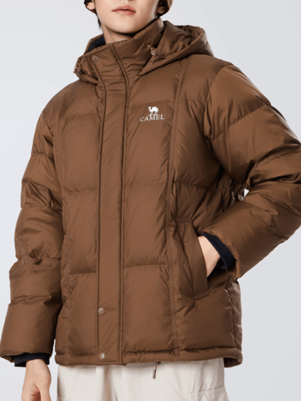 CAMEL CROWN Chaqueta acolchada con capucha para mujer de estilo informal y acogedor para exteriores, gruesa y cálida, diseño a juego con la pareja, a prueba del frío, color negro, para el invierno