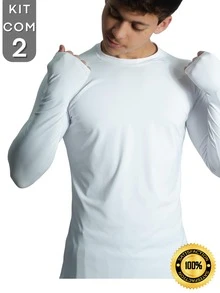 Kit With 2 Polyamide UV50+ Thermal Long Sleeve Compression Anti-Odor Raglan Shirts KJG - Blanco y gris - Ver 7
