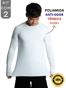 Kit With 2 Polyamide UV50+ Thermal Long Sleeve Compression Anti-Odor Raglan Shirts KJG - Blanco y azul marino - Ver 4