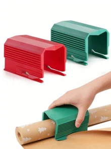 1件装包装纸切割器，节日派对切割工具，纸张切割滑块工具套装，情人节礼物包装切割用品，适用于制作生日礼物包装卷，万圣节，圣诞节，生日派对包装纸切割工具 - 彩色 - 查看 2