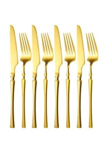 2/4/6/8/10/12pcs Stainless Steel Cutlery Set, Suitable For Home Kitchen, Restaurant, Hotel, Daily Use, Holiday Party, Wedding Banquet - Gold - View 13