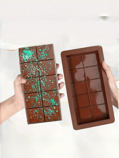 1/2pcs Thick Silicone Chocolate Bar Mold - 2cm Deep, Non-Stick, Heat Resistant, Durable For Making Chocolate, Nuts And Other Candy Bars, Candy Bar Mold, Christmas Chocolate Food Making, Home DIY Baking Tool, Chocolate & Ice Cube Mold