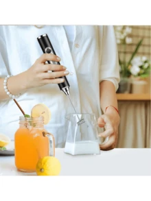 无绳电动打蛋器 小型家用电动搅拌机 黄油打发器 烘焙搅拌器 手动打蛋器 电动打蛋器 适用于饮料 牛奶 咖啡 蛋清 二合一