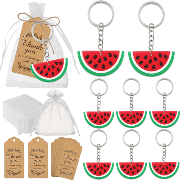 مجموعة هدايا سلسلة مفاتيح بموضوع البطيخ 16 قطعة/5 مجموعة - 31 قطعة/10 مجموعة - 55 قطعة/18 مجموعة - 50 قطعة - 121 قطعة/40 مجموعة، تشمل بطاقات شكر، حبال، وأكياس قماش شفافة صلبة، مناسبة لأعياد ميلاد الأصدقاء والمعلمين والزملاء، هدايا حفلات الكشف عن الجنس، عيد الميلاد/عيد الفصح/ سلاسل مفاتيح البطيخ/هدايا طلاب الفصل الدراسي