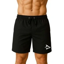 KIT 3 SHORTS ALPHA CO LOBO ALFA GEOMETRICO TREINO ACADEMIA BERMUDA TACTEL ELASTANO DRY FIT LEVE - Preto, Azul e Branco - Visão 5
