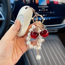 New Pearl-Strung Cherry Keychain - Stylish Acrylic Cherry Car Keychain - High-End Style Hanging Accessory - Multicolor - View 9