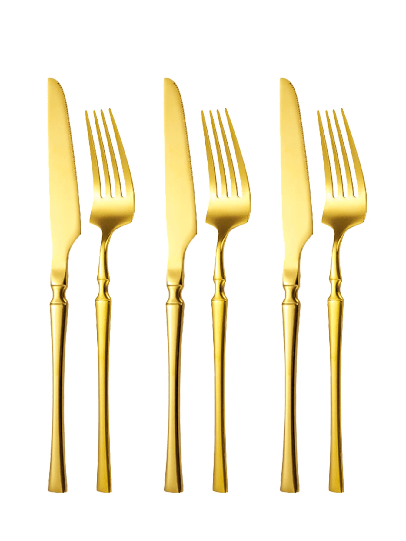 2/4/6/8/10/12pcs Stainless Steel Cutlery Set, Suitable For Home Kitchen, Restaurant, Hotel, Daily Use, Holiday Party, Wedding Banquet - Gold - View 1