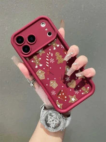 1 chiếc ốp lưng điện thoại thời trang màu đỏ tía họa tiết bánh gừng Giáng sinh, chất liệu TPU mềm chống sốc, bảo vệ toàn diện, tương thích với iPhone 17/17 Air/17 Pro/17 Pro Max/16/16 Plus/16 Pro/16 Pro Max/15/14 Plus/13/12/11, S26/S26 Plus/S26 Ultra/S25/S25 Plus/S25 Ultra/S24/S23/S22/S21/A55/A15/A56/A52 [Phiên bản quốc tế, không phải nội địa] - Màu Đỏ Sâu - Xem 5