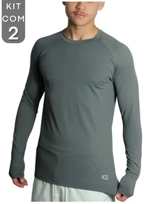 Kit With 2 Polyamide UV50+ Thermal Long Sleeve Compression Anti-Odor Raglan Shirts KJG - Blanco y gris - Ver 3