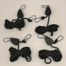 1根重型露营帐篷绳，带可调节锁定旋转头的帐篷固定绳，户外绳索，高拉伸强度达122磅，高可见度反光安全设计，涤纶纤维耐磨露营绳，专用于帐篷搭建/天幕固定/房车加固。 - 彩色 - 查看 5