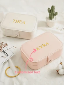 1pc/ Custom Jewelry Box - Personalized Travel Storage Box, With Zipper Closure And Fabric Lining, Perfect Bridesmaid Proposal Gift Or Couple Souvenir, Elegant Design | Soft Lining, Wedding Gift, Jewelry Box