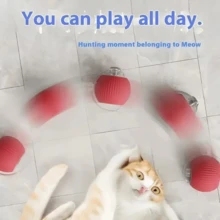 ​Brinquedo Interativo para Pets: Bola Automática para Gatos e Treinador Elétrico para Cães​ - Vermelho - Visão 6