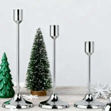 3pcs Set Elegant Metal Candle Holders, Candle Stand For Wedding Table Fireplace, Room Party, Christmas Tabletop Decor - 金屬燭台3件套裝 - 查看 9