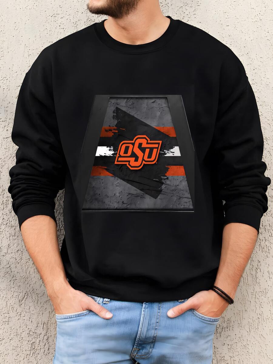 Mens Oklahoma State Backlit Pendant Box Light | Metal Framed Billiard Light | Osu Cowboys Pool Table Box Pendant Light Sweatshirt - màu đen - Xem 1