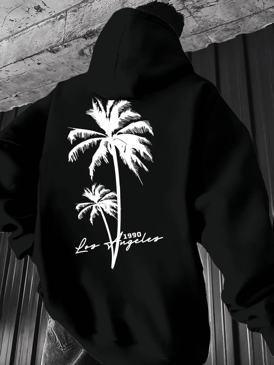 Sudadera con capucha de otoño e invierno para hombre, de manga larga, a la moda, informal, versátil, básica, informal - Negro - Ver 1