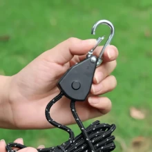 1根重型露营帐篷绳，带可调节锁定旋转头的帐篷固定绳，户外绳索，高拉伸强度达122磅，高可见度反光安全设计，涤纶纤维耐磨露营绳，专用于帐篷搭建/天幕固定/房车加固。 - 彩色 - 查看 3