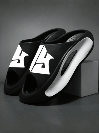 Men's Casual Street EVA Slippers, Comfortable Non-Slip Durable Sandals, Fashionable Printed Design, Unisex For Spring/Summer, Suitable For Home, Outdoor, Beach, Camping And Shower