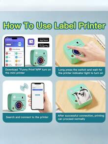 closeli 1pc High-Efficiency Ink-Free Mini Printer, C1 Camera Model Thermal Printer, Supports Note, Text Scan (OCR) Or Text Printing, Web Printing, Document Printing, Image Printing, Label Printing, Banner Printing, Learning And Home Printing Assistant, Perfect Gift For Halloween, Christmas, New Year - Blue - View 10