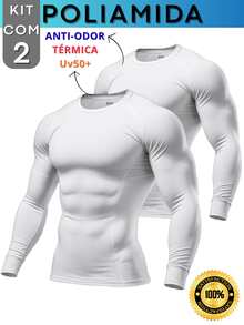 Kit With 2 Polyamide UV50+ Thermal Long Sleeve Compression Anti-Odor Raglan Shirts KJG - Blanco y blanco - Ver 1