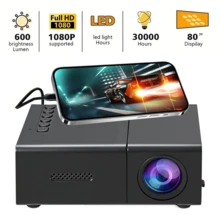LED Mini Portable Projector, Supporting 1080P High Definition, With Remote Control, USB Power Supply, Suitable For Movies, Presentations, Home Theater - Compatible With Smartphones, For IPad, TV, Laptops, Portable Movie Projectors - Black - View 4