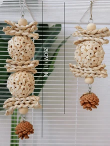 Parrot Woven Ball Chew Toy, Interesting Stress Relief Toy, Foraging Toy For Parrots - Multicolor - View 6