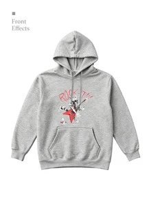 Autumn and winter casual men's hooded sweatshirt, warm and comfortable, with drawstring, daily commuting, sports outings, party outings, multi style prints, design sense, rock music, guitar dog, car, street bombing, color prints, anime - Gris - Ver 2