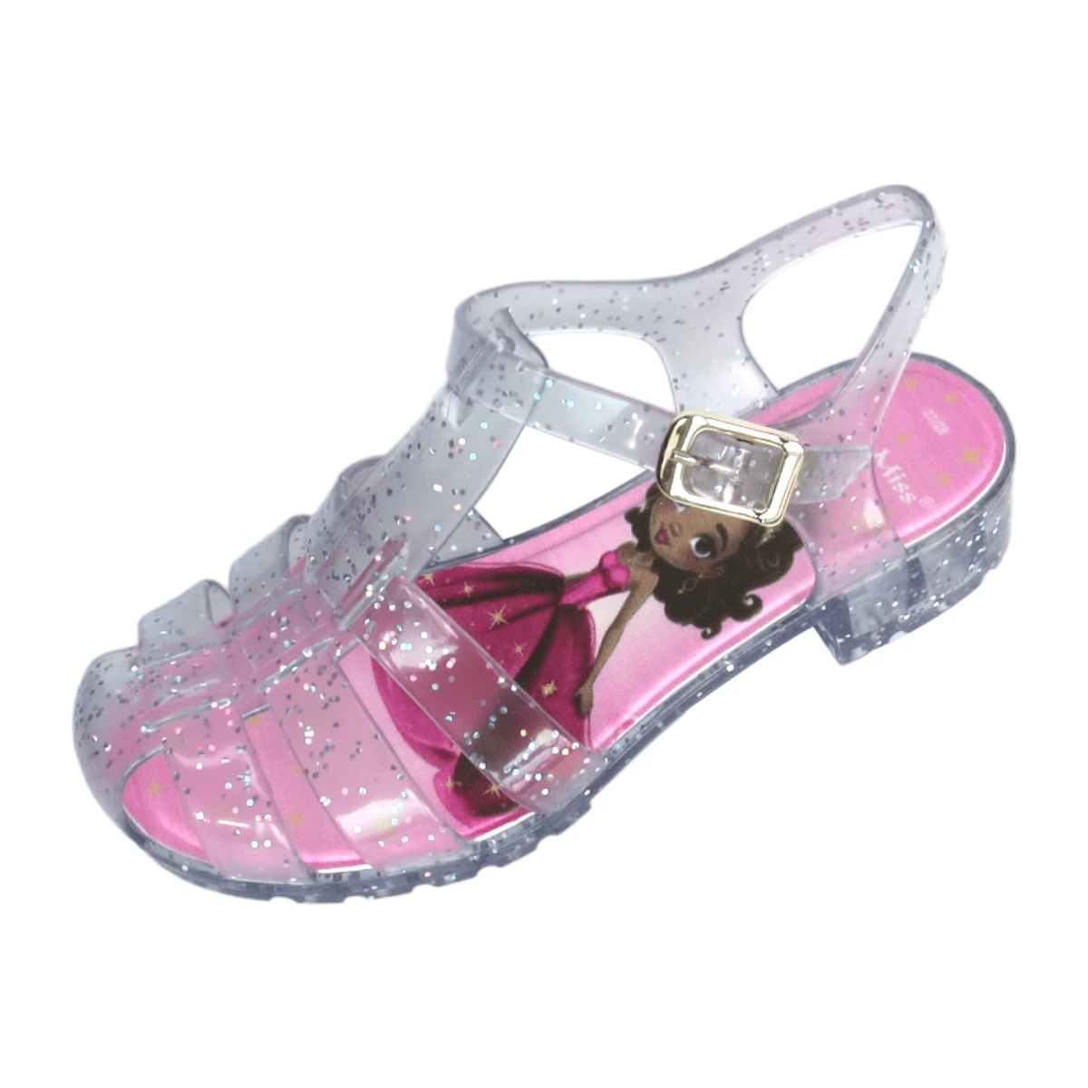 Girls' Spider Gloss Sandal With Heel - Clear - View 1