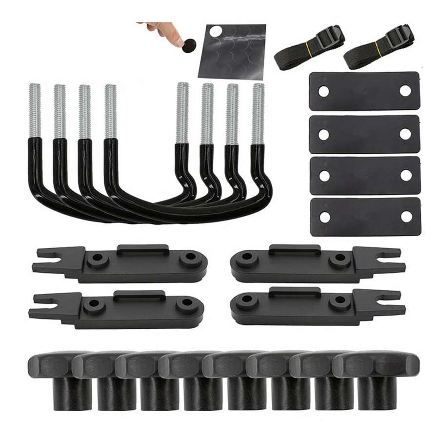 Abrazadera en U para portaequipajes de techo, universal, de acero inoxidable, para coche y camión, 85 mm de ancho interior, con 8 tuercas de segurida.d y 2 tiras (4 unidades), compatible con la mayoría de los vehículos. - Negro - Ver 1