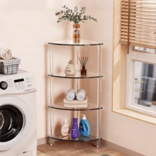 透明亚克力三角形多层置物架，可用作卧室床头柜、沙发边桌、客厅小茶几，时尚美观，可用于摆放香水和装饰品，易于组装和清洁。