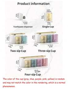 1 Set Toothbrush Holder With 2/3/4 Cups And 1 Toothpaste Dispenser, Creative Wall-Mounted Bathroom Storage Rack, Convenient For Brushing Teeth And Storage. Cup Colors (Gray, Blue, Purple, Pink, Yellow) Are Random And May Slightly Differ From Rendering, Which Is Normal. Home Bathroom Decor, Autumn Decor, Back To School Season - Multicolor - View 13