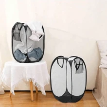 1 szt. składany organizer na pranie, używany do przechowywania brudnych ubrań, siatkowa torba, wiszące kosze łazienkowe, rama wiadra do użytku domowego