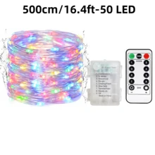 YEYAYU 1 dây đèn LED 50/100/200 bóng điều khiển từ xa, chống nước, chạy bằng pin, 8 chế độ, đèn dây đồng LED, thích hợp cho tiệc tùng, ban công, bãi cỏ, sân, vườn, phòng ngủ, chiếu sáng trong nhà và ngoài trời, trang trí Giáng sinh - Bạc - Xem 20